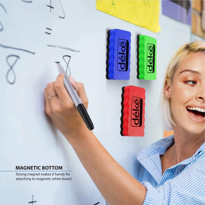 Deke Home - 5 Pack Magnetic White Board Eraser. Rectangular Magnetic Dry Erasers for White Boards. Erase Markers, Ideal for Kids, Home, School, Office, 4 Colors. Whiteboard Eraser. - Image 3